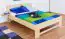 Children's bed / Teen bed solid, natural beech wood 110,t  including slats - Measurements 140 x 200 cm