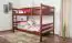 Adult bunk bed K16/n, straight head and foot board, solid beech wood dark brown - Sleeping area: 120 x 200 cm, divisible
