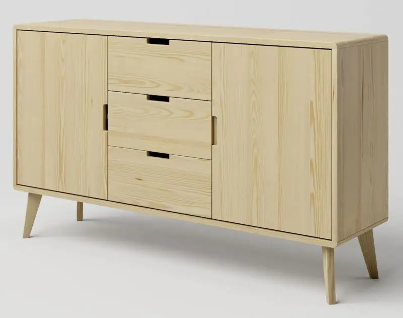 Dresser solid pine wood natural Aurornis 45 - Measurements: 84 x 142 x 40 cm (H x W x D)