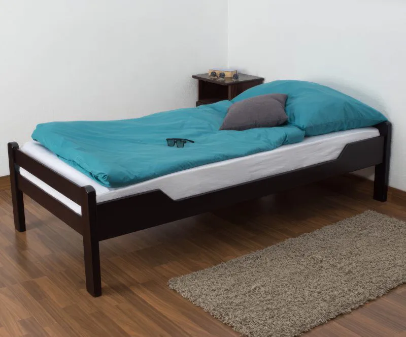 Dark Bed for Kids & Teens "Easy Premium Line" K1/1n | Solid Beech Wood | Chocolate Brown | 90 x 190 cm