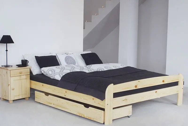 Teenage bed solid, natural pine wood A11, including slatted frame - Measurements 160 x 200 cm