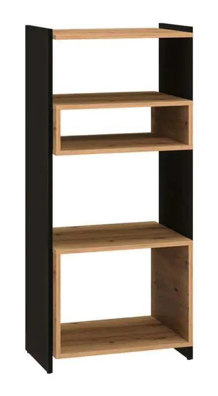 Bookshelf Trezevant 05, Colour: Oak Artisan / Black - Measurements: 122 x 55 x 40 cm (H x W x D)