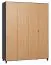 Hinged door cabinet / Wardrobe Leoncho 41, Colour: Black / Oak - Measurements: 239 x 185 x 57 cm (H x W x D)