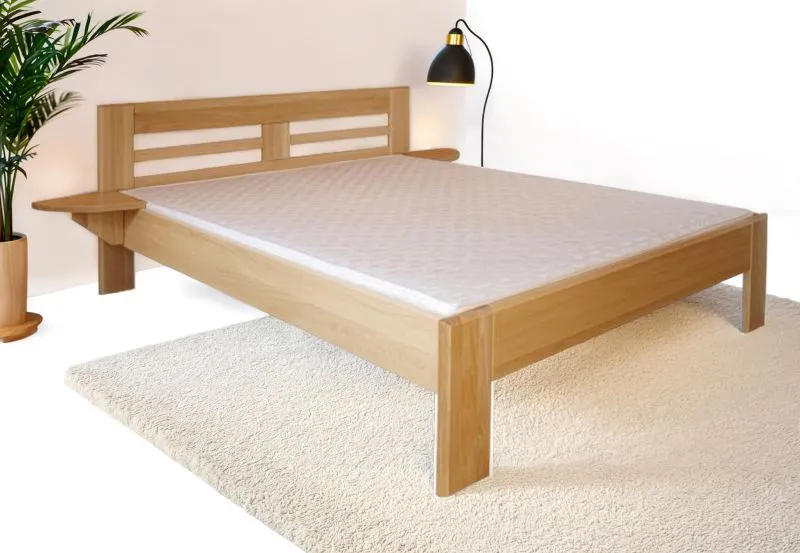 Double bed / guest bed solid beech wood natural 114, incl. slatted frame - dimensions 160 x 200 cm