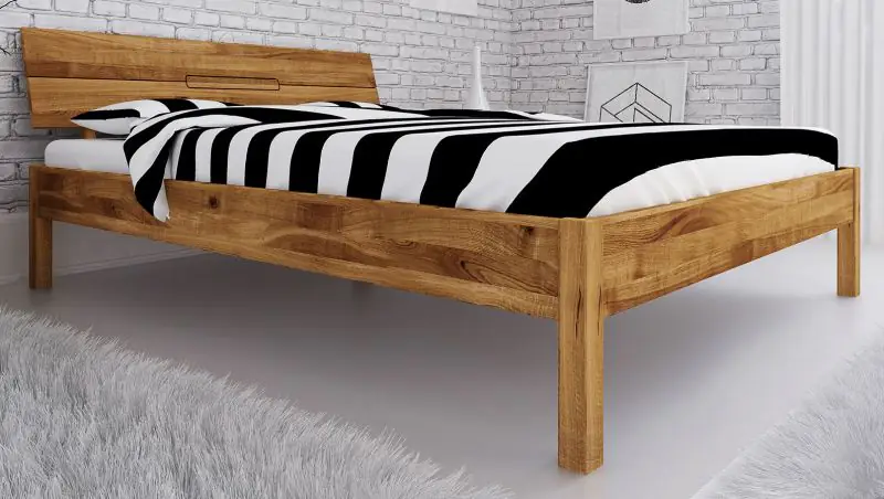 Double bed Kapiti 04 solid oiled Wild Oak - Lying area: 160 x 200 cm (w x l)