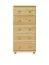 Narrow 5 Drawer Cabinet 030, solid pine wood, clearly varnished - 120H x 60W x 42D cm 