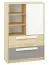 Children's room - Chest of drawers Greeley 07, Colour: Beech / White / Platinum Grey - Measurements: 140 x 92 x 40 cm (h x w x d), with 1 door, 2 drawers and 6 compartments