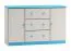 Chest of Drawers Solid Pine Wood | White & Blue Lacquered | 3 Drawers, 4 Compartments | 78 x 115 x 47 cm