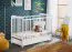 Neutral crib / baby bed, solid pine, Avaldsnes 07, color: white - Dimensions: 93 x 124 x 65 cm (H x W x D), with one drawer