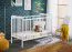 Baby crib / crib made of real pine wood, Avaldsnes 05, color: white - Dimensions: 93 x 124 x 65 cm (H x W x D)