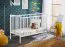 Neutral crib / baby bed, solid pine, Avaldsnes 02, color: white - Dimensions: 89 x 124 x 65 cm (H x W x D), with a foam mattress
