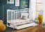Crib / crib in a simple design, with an Avaldsnes 08 foam mattress, color: white - Dimensions: 93 x 124 x 65 cm (H x W x D), with a drawer