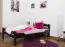 Single bed/ guest bed "Easy Premium Line" K4, 120 x 200 cm solid beech wood chocolate brown lacquered