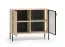 Chest of drawers | small | color: Lindberg oak | 1 glass door with aluminum frame | 4 compartments | incl. LED lighting | push-to-open function | 107 x 40 x 86 cm | legs: metal