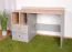 Modern desk with 2 drawers and 2 open compartments, 83 x 120 x 55 cm, oak / gray, teen bedroom desk, black handles, ABS edges