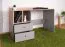 Modern desk with 2 drawers and 2 open compartments, 83 x 120 x 55 cm, oak / gray, teen bedroom desk, black handles, ABS edges