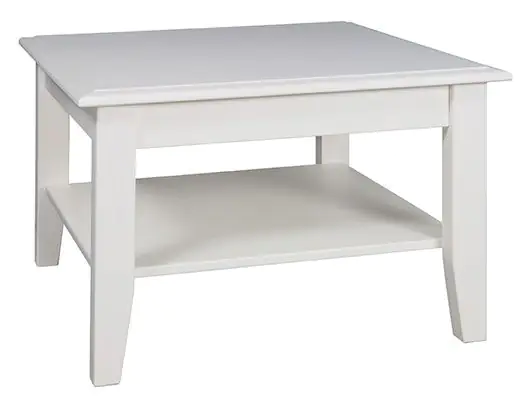 Coffee table Gyronde 29, solid pine wood wood wood wood wood wood, White lacquered - 70 x 70 x 48 cm (W x D x H)