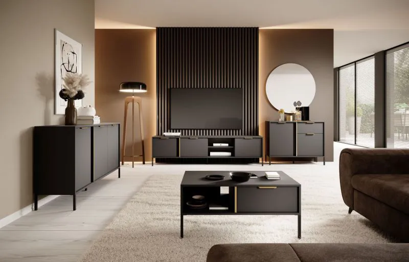 Living Room Furniture Set Raoued B | 4-Piece Anthracite | Modern Style | Metal Legs
