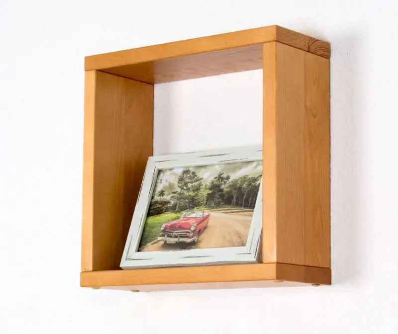 Hanging rack/wall shelf Pine solid wood Alder color Junco 283A - 30 x 30 x 12 cm (h x W x d)