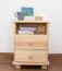 2 Drawer Bedside table 007, solid pine wood, clear finish - H55 x B42 x D35 cm