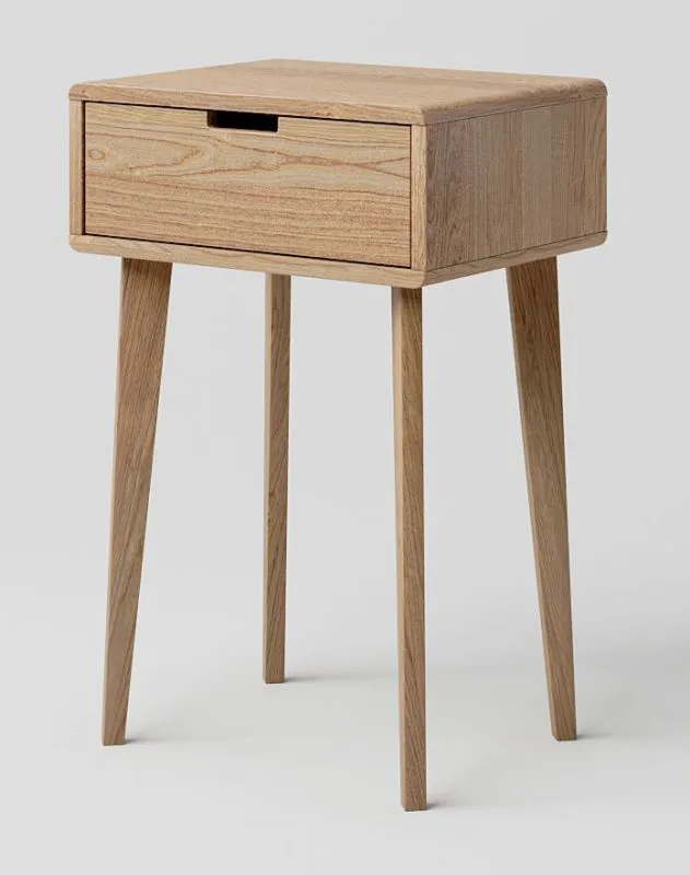 Solid Oak Desk Natural Finish Aurornis 62 | Modern Design | 75 x 50 x 40 cm | 1 Drawer
