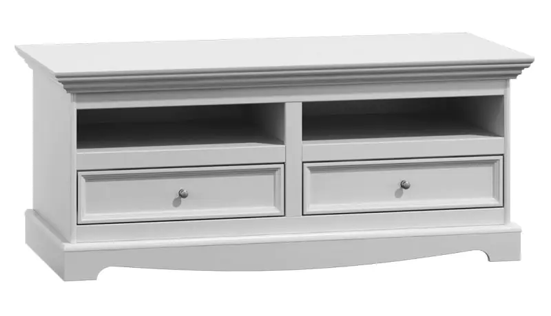 Gyronde 09 TV base cabinet, solid pine wood wood wood wood wood, White lacquered - 53 x 111 x 53 cm (H x W x D)