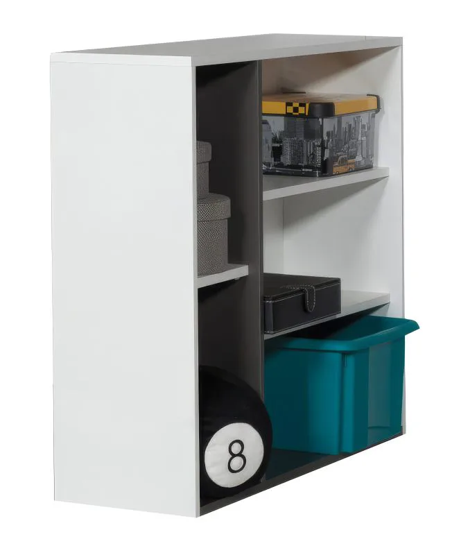 Children's Room Bed Shelf Ohey 12 | Grey / White | 75 x 94 x 25 cm | Modern & Space-Efficient Storage