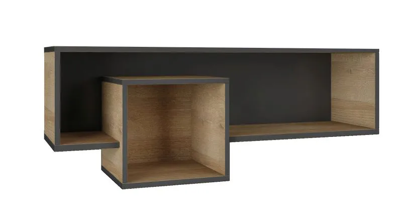 Suspended Shelf Sprimont 12 | Grey / Oak | Modern Wall Shelf | 40 x 110 x 29 cm