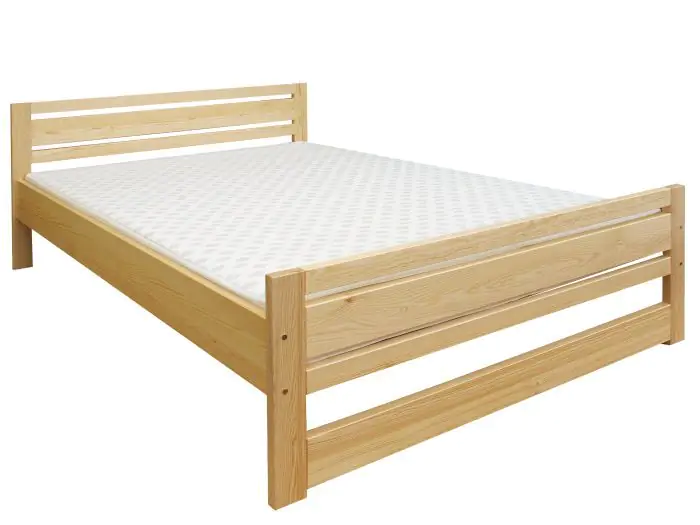 Single bed / Guest bed 71A, solid pine wood, clear finish, incl. slatted bed frame - 140 x 200 cm