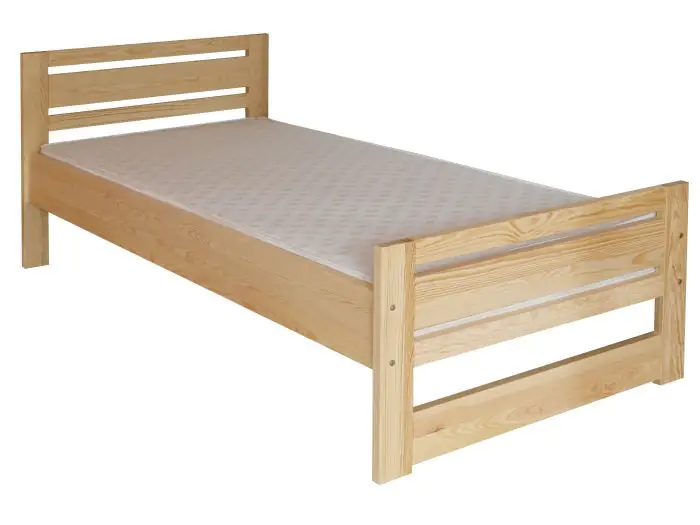 Single bed / Guest bed 72C, solid pine, clear finish, incl. slatted bed frame - 100 x 200 cm