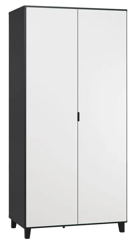 Hinged Door Wardrobe Vacas 39 | Black/White | 195 x 93 x 57 cm | Soft-Close | LED Lighting