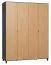 Leoncho 41 Hinged Door Wardrobe | Black & Oak | 239 x 185 x 57 cm | Soft Touch Finish | LED Lighting