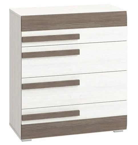 Chest of drawers Knoxville 08, Colour: Pine White / Grey - Measurements: 96 x 86 x 42 cm (h x w x d), with 4 drawers