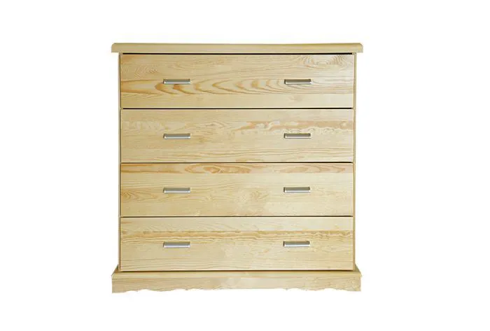 4 Drawer Chest Buteo 09, solid pine wood, clearly varnished - H106 x W100 x D40 cm