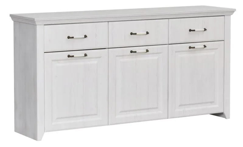 Chest of Drawers Bibaor 04 | Oak White | 3 Doors, 3 Drawers, 3 Shelves | 84 x 167 x 41 cm