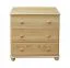 Chest of 3 drawers Junco 149, solid pine wood, clearly varnished - H78 x W60 x D42 cm