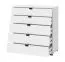 Modern White Chest of Drawers Pecini 01 | 5 Spacious Drawers | Black Handles & Legs | 95 x 90 x 40 cm | Living Room Storage
