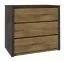 Chest of Drawers Selun 04 | Dark Brown Oak / Grey | 80 x 90 x 43 cm | 3 Drawers | Modern Handleless Design