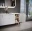 Chest of Drawers | Matt White | 158 x 47 x 82 cm | Palauli 03 | 3 Drawers | 2 Doors | Gold Metal Handles