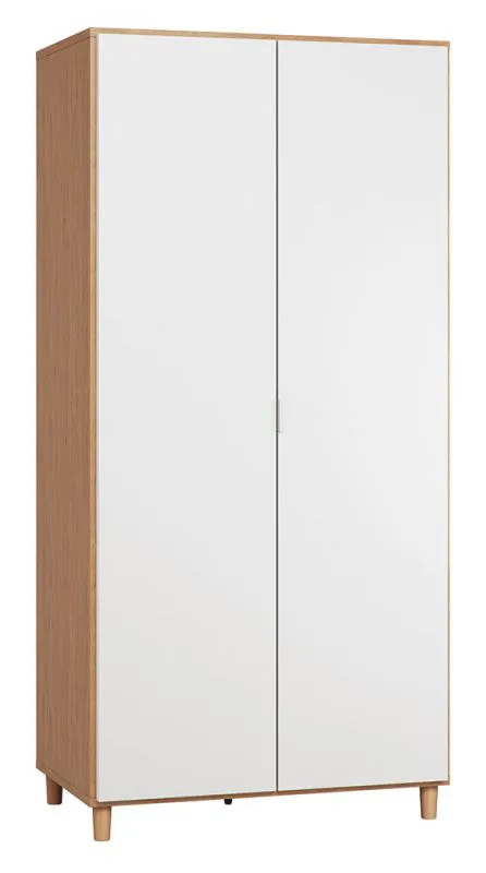Hinged Door Wardrobe Arbolita 17 | Oak / White | 195 x 93 x 57 cm | LED Lighting | Soft Close