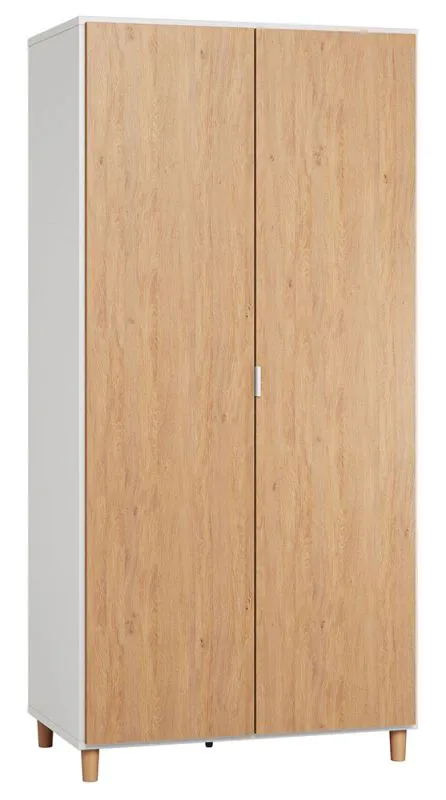 Arbolita 39 Hinged Door Wardrobe | White/Oak | 195 x 93 x 57 cm | LED Lighting | Soft Close