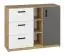 Children's room - Chest of drawers Sallingsund 06, Colour: Oak / White / Anthracite - Measurements: 92 x 120 x 40 cm (H x W x D), with 1 door, 3 drawers and 6 compartments