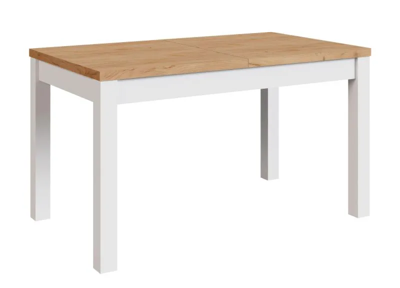 Sturdy extendable dining table Temerin 35, oak gold craft / white matt, 135-175 x 80 cm, easy to combine, suitable for any dining room, easy to assemble
