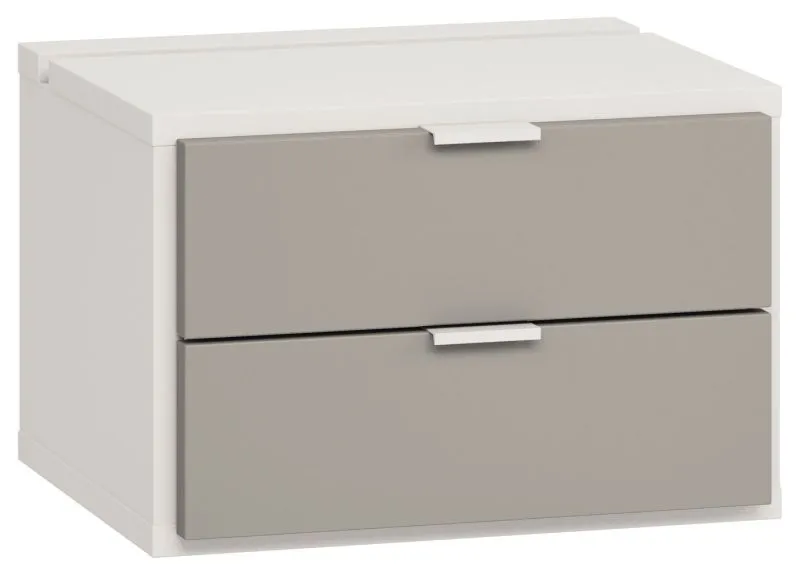Night Dresser Bellaco 41 | White / Grey | 32 x 45 x 40 cm | LED Drawer Light | Modern Design