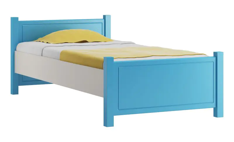 Children's bed solid pine wood white blue 001 includes slatted frame - Dimensions 80 x 200 cm 