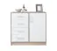 Narrow chest of drawers Hannut 15, color: white / oak - Dimensions: 84 x 90 x 40 cm (H x W x D)