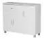 Versatile chest of drawers, color: white / grey - Dimensions: 75 x 90 x 30 cm (H x W x D), with 4 compartments & 1 drawer