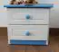Bedside table solid pine wood painted white/blue 005 - Dimensions 39 x 43 x 33 cm  (H x B x T)