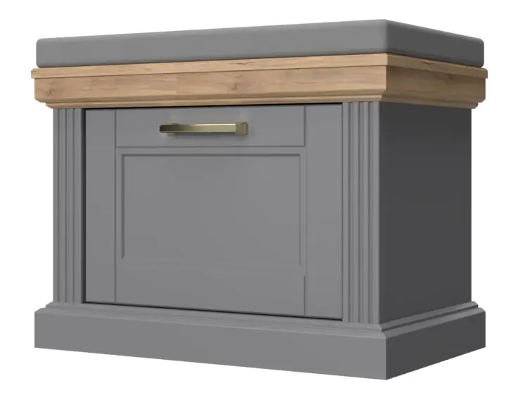 Bench with storage space / shoe cabinet Lotofaga 03, Colour: Grey / Walnut - 51 x 65 x 38 cm (H x W x D)