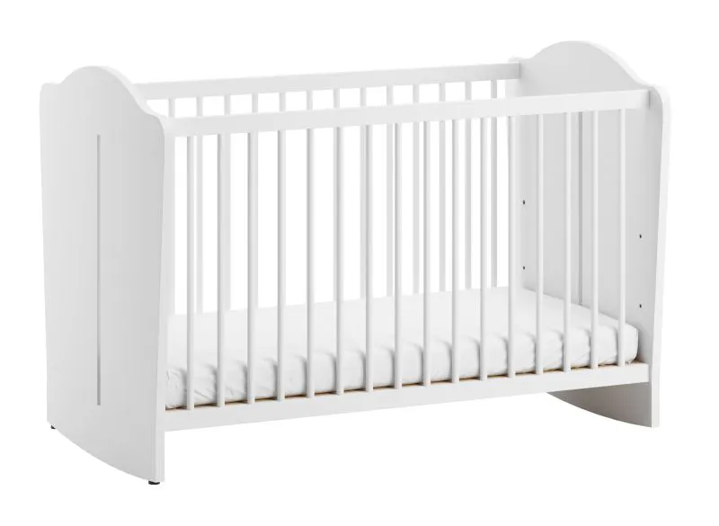 Classic White Baby Crib | 60 x 120 cm Lying Surface | ABS Edge Protection | Slatted Frame Included | Timeless Nursery Design
